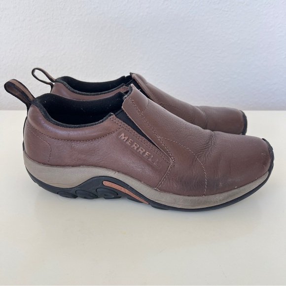 Men’s Merrell Men's Jungle Moc Brown Leather Earth Brown Leather Slide On Shoes - Picture 5 of 7